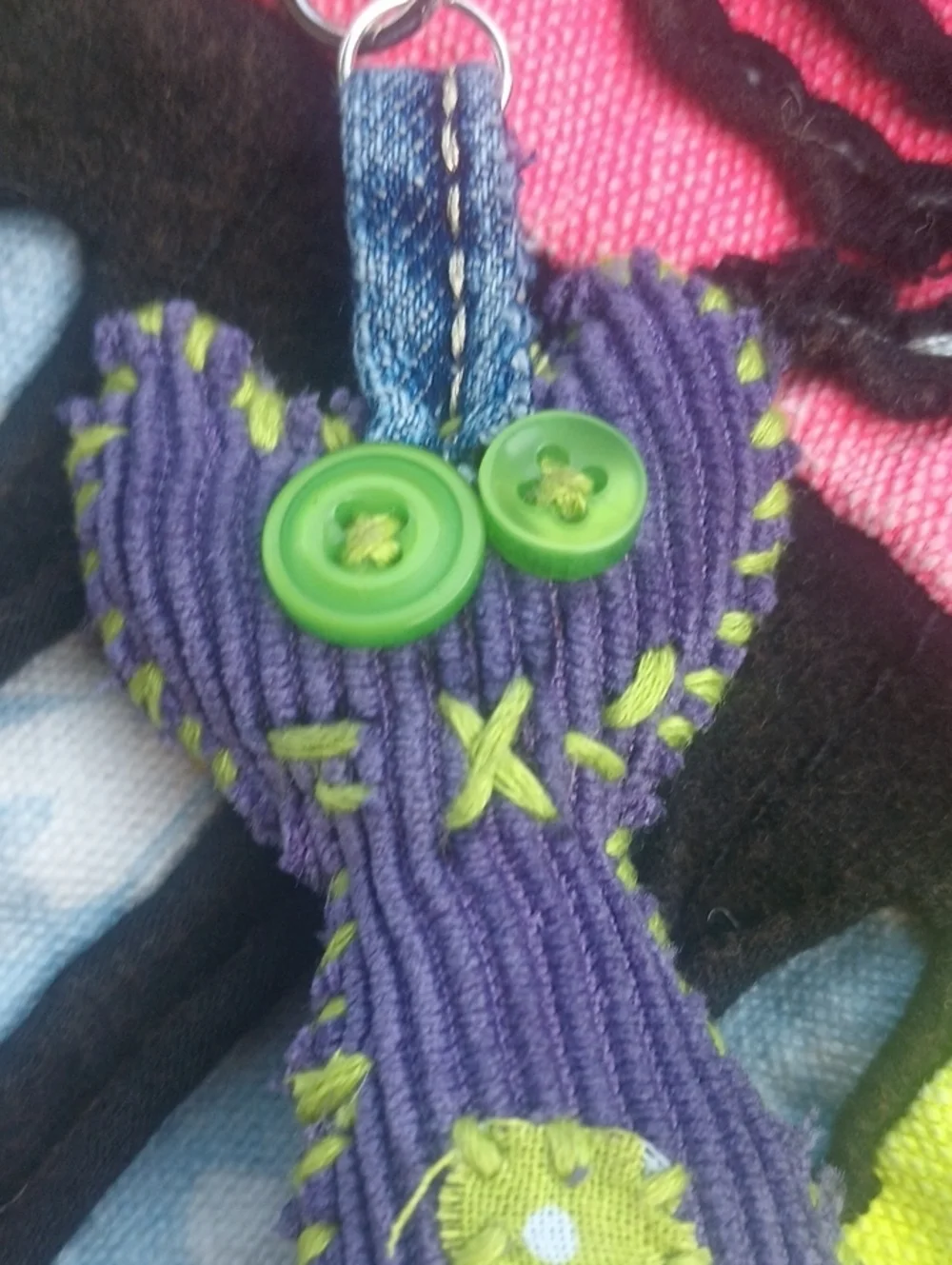 Handcrafted Denim Cat Keychain - Picture 5 of 7